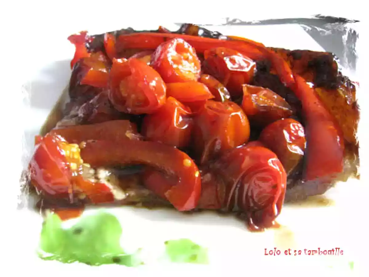 Tatin aux tomates cerise, poivron et caramel de vinaigre balsamique