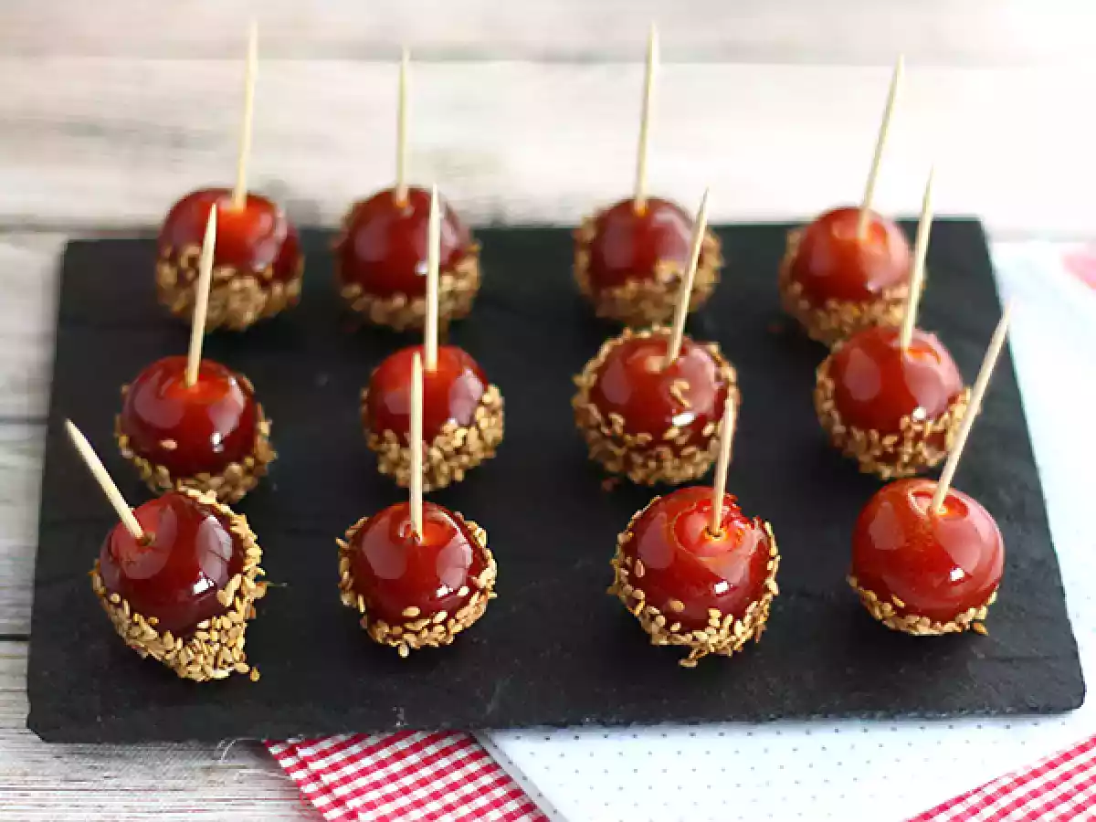 Tomates cerises caramélisées aux graines de sésame ou tomates d'amour - photo 2