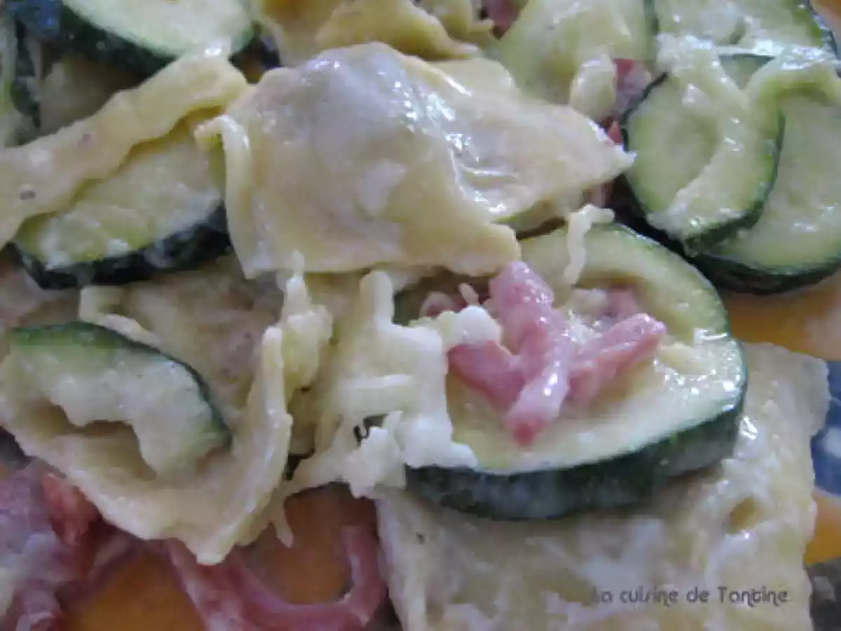 Tortellinis aux courgettes en gratin