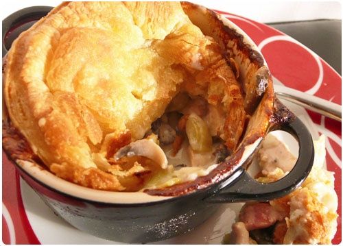 Tourte feuilletée de poulet aux champignons, Recette Ptitchef