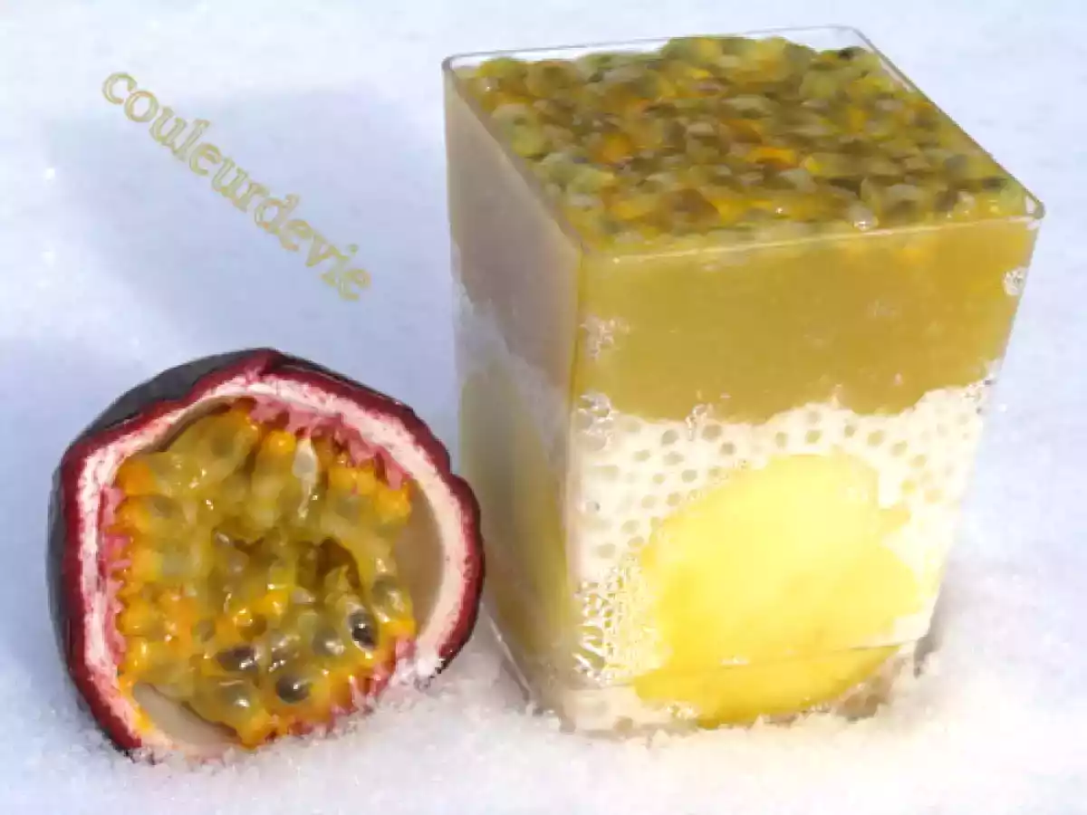 Verrine mangue, perles du japon vanillées et fruits de la passion - photo 2